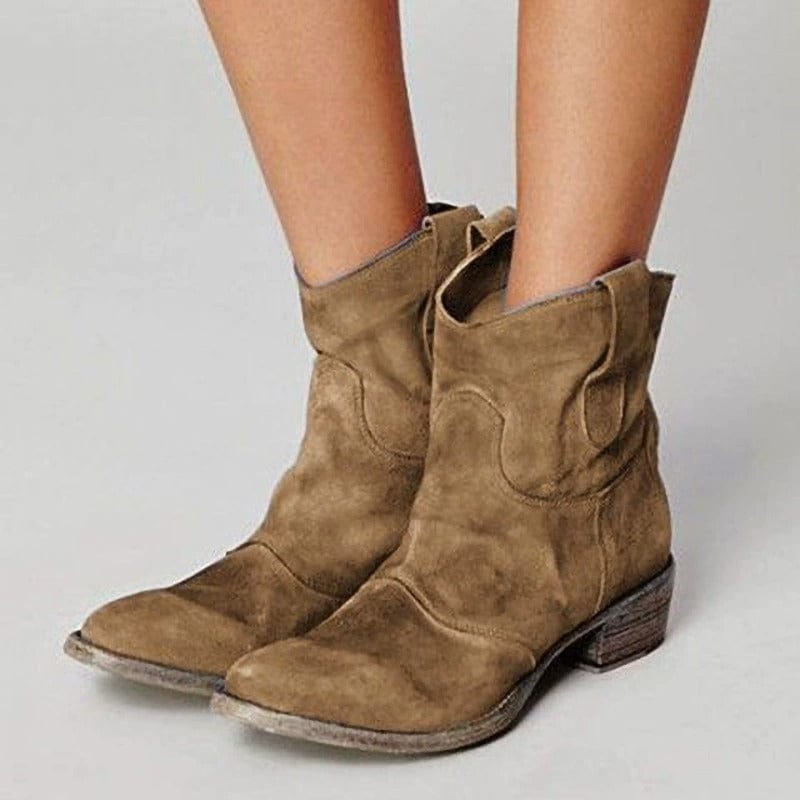 Lyla | Women's Suede Cowboy Boots, Low Heel Western Boots for Casual and Evening Wear