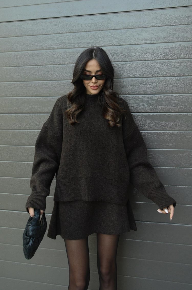 Esme | Women's Knit Sweater and Skirt Two-Piece Set, Soft Relaxed Fit Matching Set