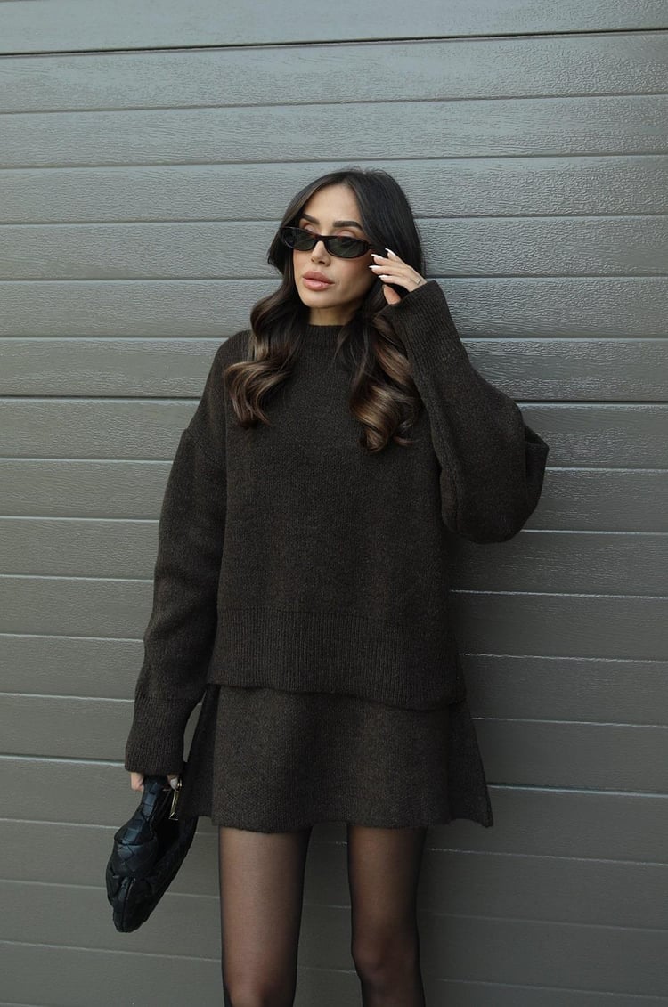 Esme | Women's Knit Sweater and Skirt Two-Piece Set, Soft Relaxed Fit Matching Set