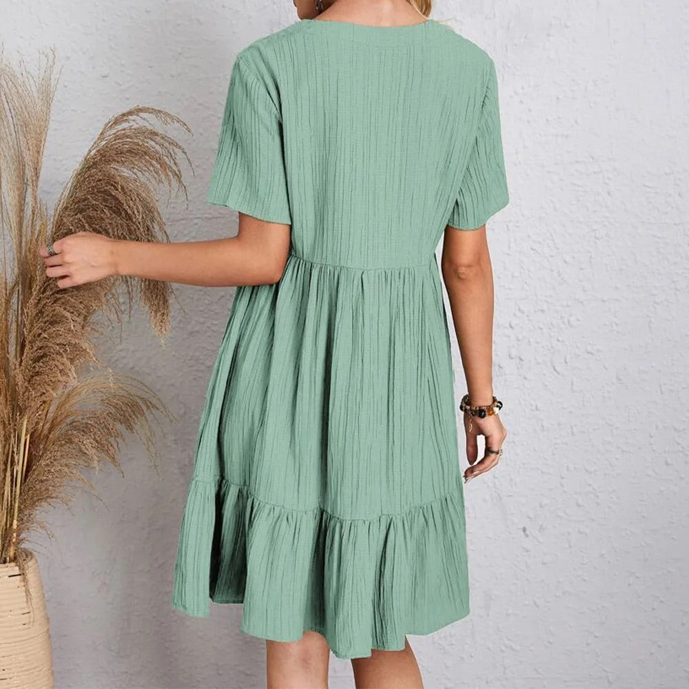 Margie | Women's Relaxed Cotton Blend Dress, Everyday Casual Dress with Sleeves
