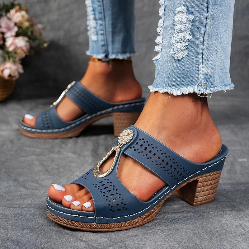 Faiith | Women's Embellished Sandals, Cushioned Slip-On Comfort Sandals for Summer