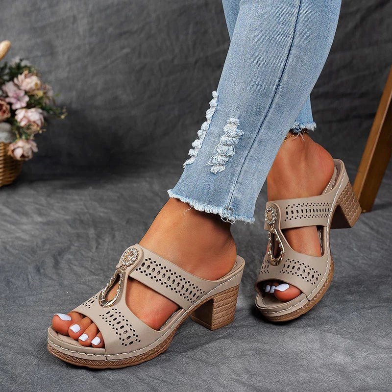 Faiith | Women's Embellished Sandals, Cushioned Slip-On Comfort Sandals for Summer