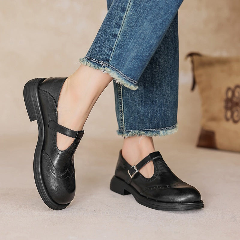 Mattea | Women's Vegan Leather Mary Jane Shoes, Classic Strap Flats for Everyday Wear