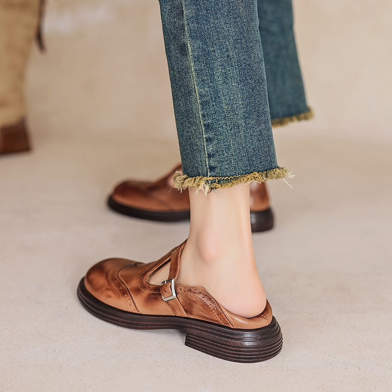 Mattea | Women's Vegan Leather Mary Jane Shoes, Classic Strap Flats for Everyday Wear