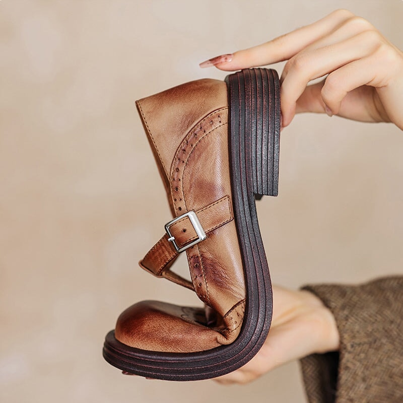 Mattea | Women's Vegan Leather Mary Jane Shoes, Classic Strap Flats for Everyday Wear