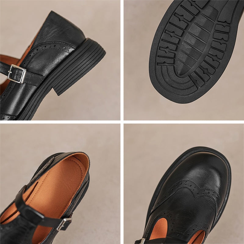 Mattea | Women's Vegan Leather Mary Jane Shoes, Classic Strap Flats for Everyday Wear