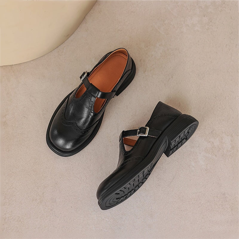 Mattea | Women's Vegan Leather Mary Jane Shoes, Classic Strap Flats for Everyday Wear
