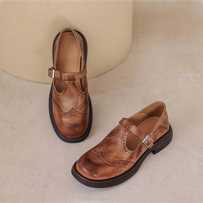 Mattea | Women's Vegan Leather Mary Jane Shoes, Classic Strap Flats for Everyday Wear