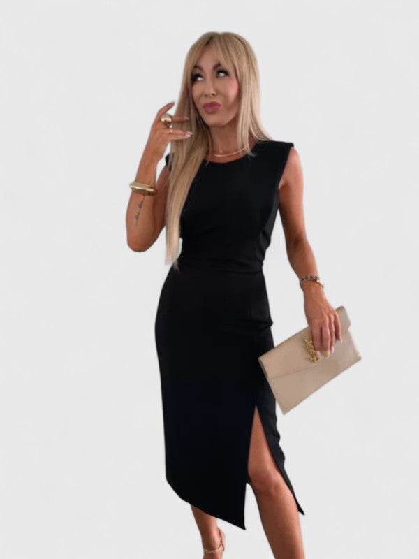 Betty | Women's Slim Fit Midi Dress, Front Slit Formal Occasion Dress for Ceremonies