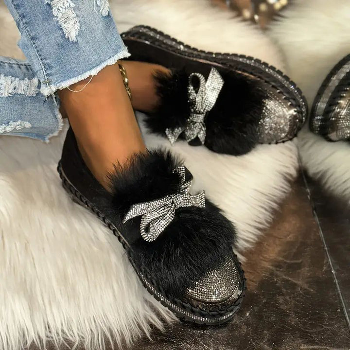 Crystal Bow Comfy Loafers – Sparkle & Support