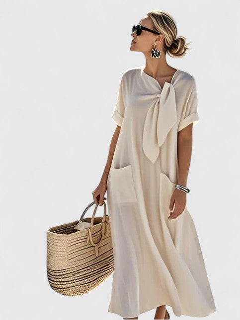 Antonina | Women's Tie-Neck Summer Dress, Flowy Everyday Dress with Pockets