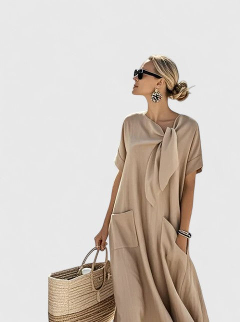 Antonina | Women's Tie-Neck Summer Dress, Flowy Everyday Dress with Pockets
