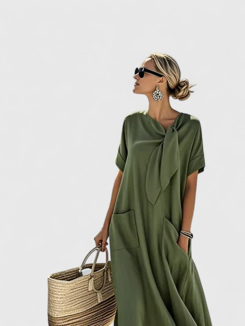 Antonina | Women's Tie-Neck Summer Dress, Flowy Everyday Dress with Pockets