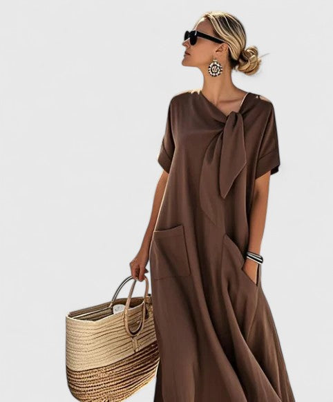 Antonina | Women's Tie-Neck Summer Dress, Flowy Everyday Dress with Pockets