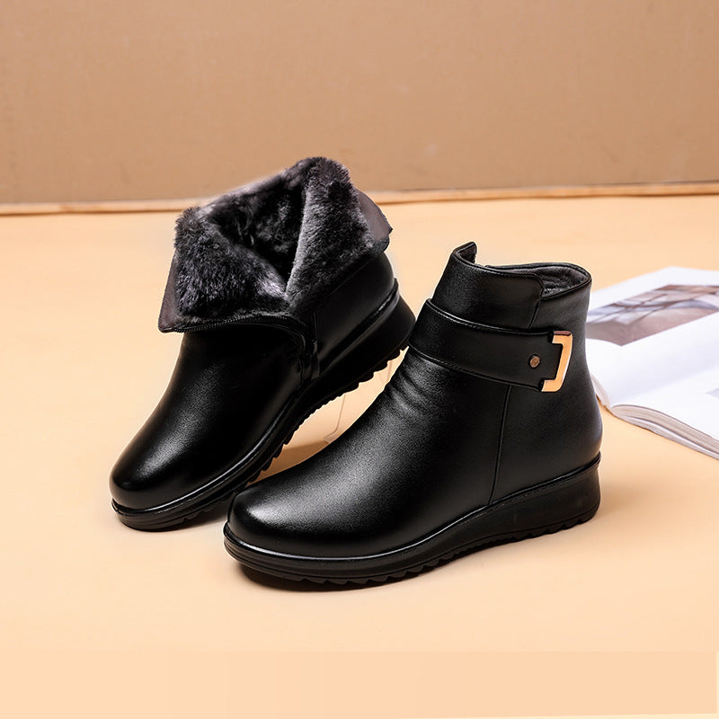 Lucy | Women's Wide-Fit Vegan Leather Boots, Non-Slip Zip-Up Comfort Boots