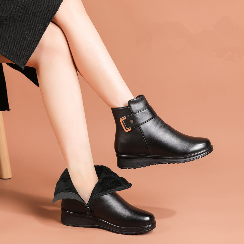 Lucy | Women's Wide-Fit Vegan Leather Boots, Non-Slip Zip-Up Comfort Boots