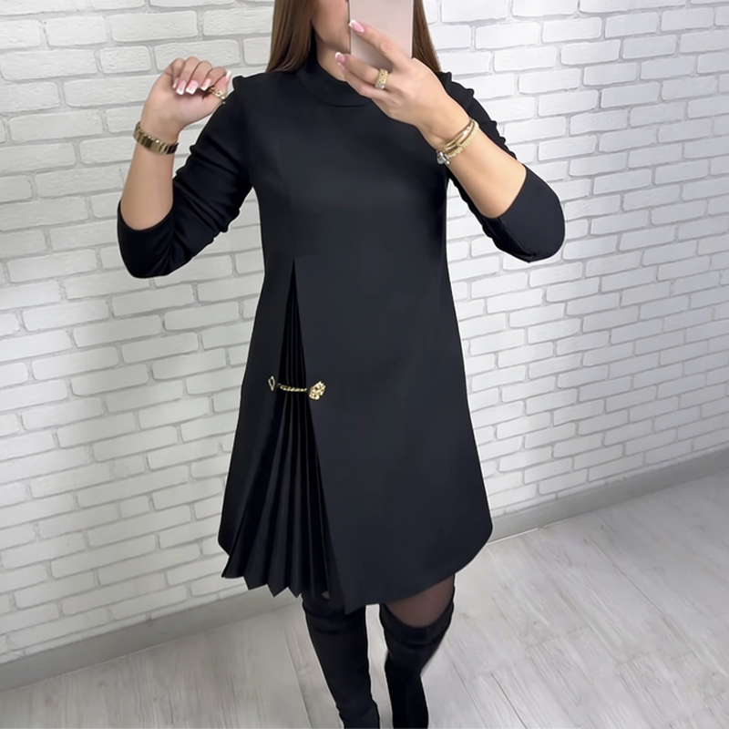 Sophie | Women's Long Sleeve Pleated Dress, A-Line Winter Party and Occasion Dress