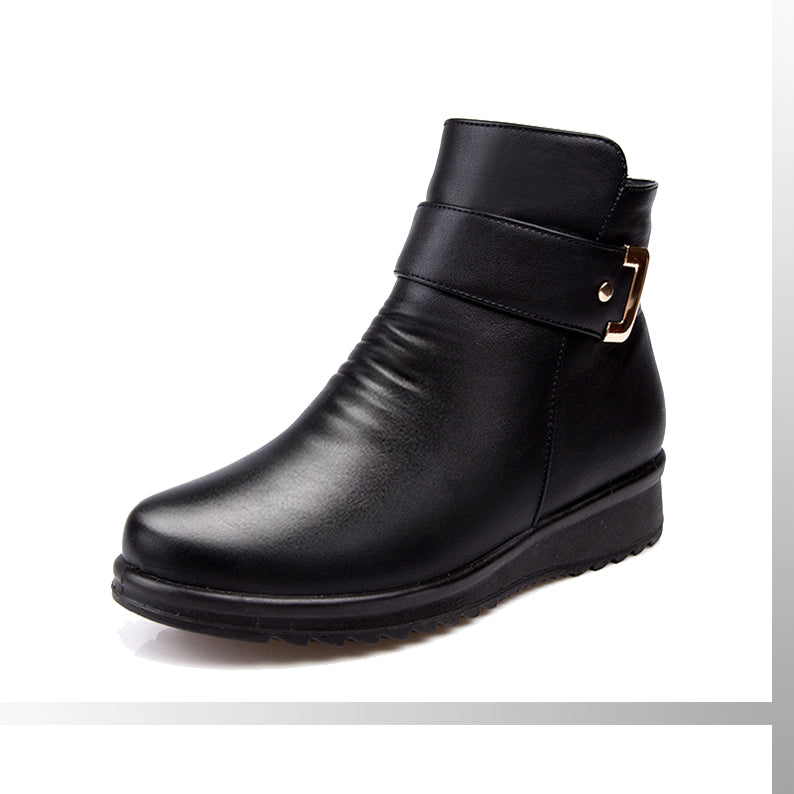 Lucy | Women's Wide-Fit Vegan Leather Boots, Non-Slip Zip-Up Comfort Boots